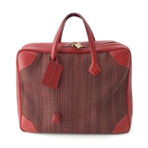 Hermes Victoria 45 Crinolan Buffalo Boston Bag Rouge Ashe Stamped □G